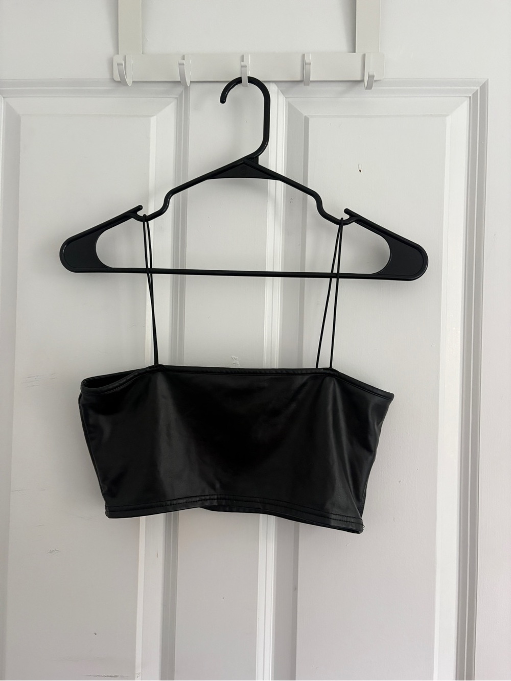 Adika Black Faux Leather Cropped Camisole